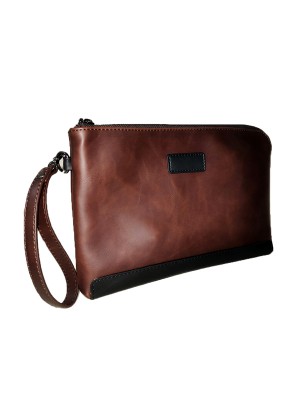 MB004*EXCELLENT QUALITY MEN PU LEATHER CLUTCH-WRISTLET-POUCH (COFFEE)